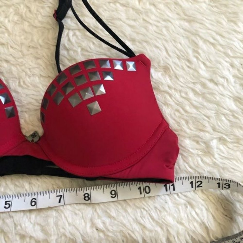 Blackheart red studded bra
